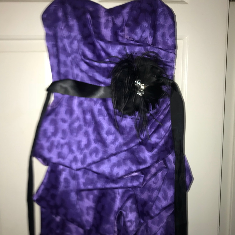 Strapless purple cheetah dress
